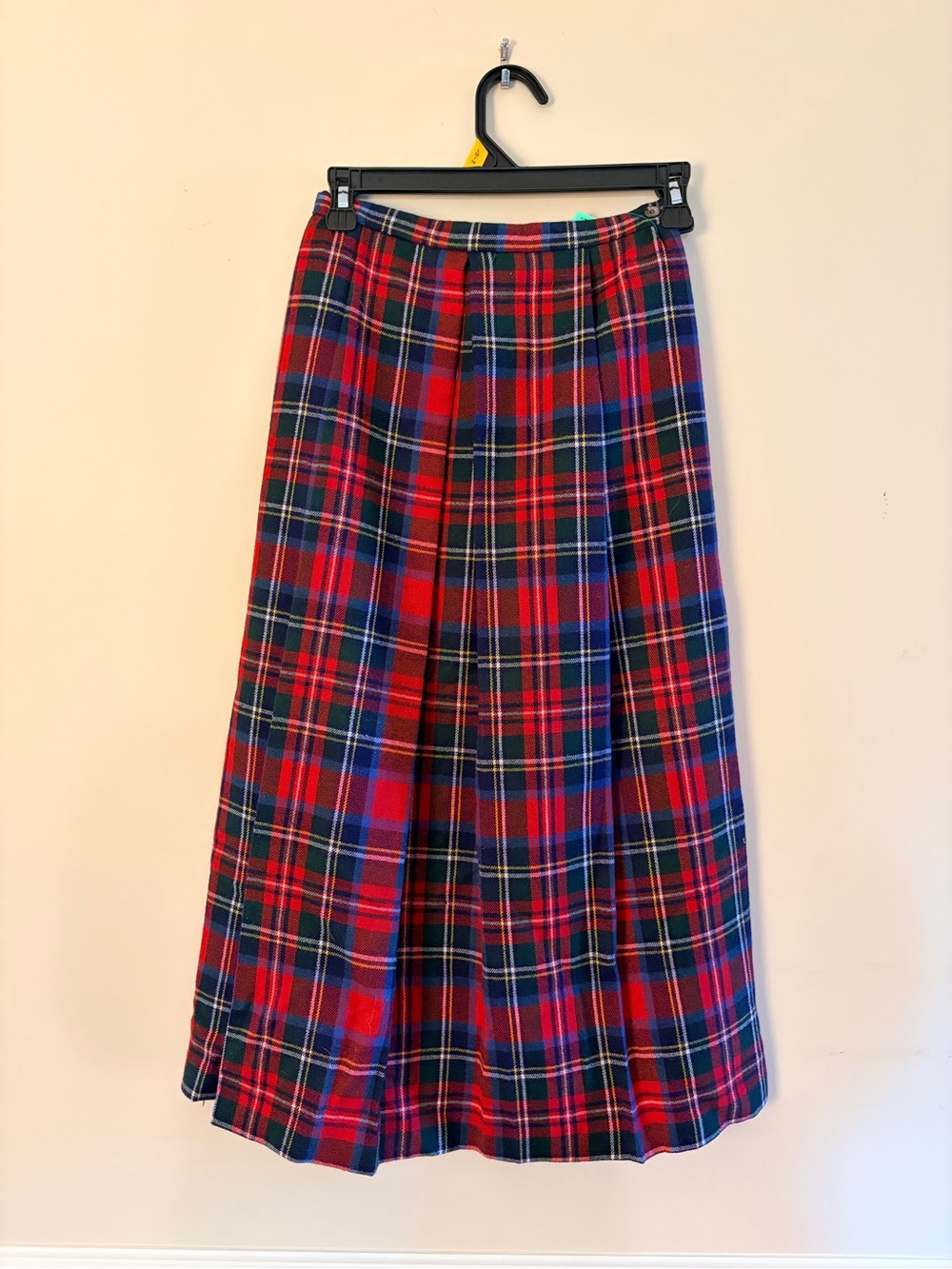 Women’s Red Plaid Wool Midi Skirt